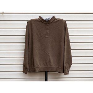 Peter Millar Sweatshirt Men's 2XL Big & Tall Brown Mock Quarter-Zip Pullover